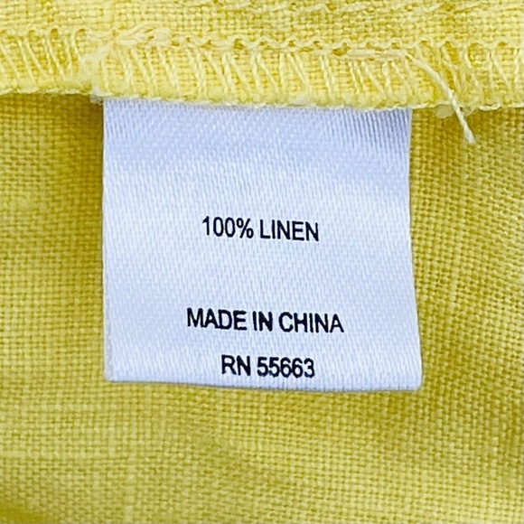 For Cynthia Woman 1X Yellow Linen Ruffle Sleeve Blouse Top - Picture 7 of 8